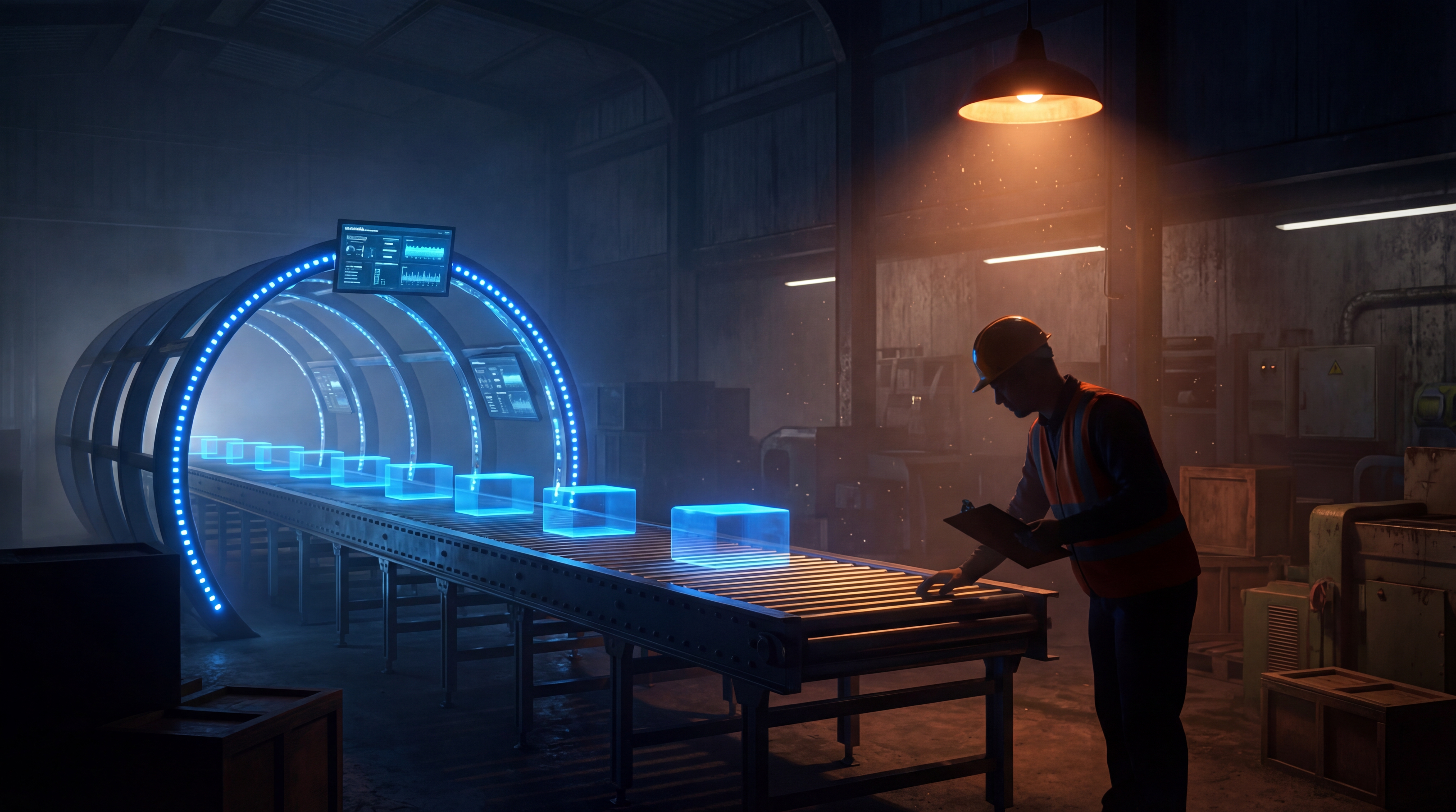 AI conveyor belt with human quality check